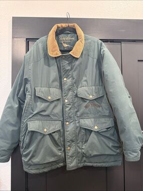 Field & Stream Green Parka with Tan Corduroy Collar Size Large